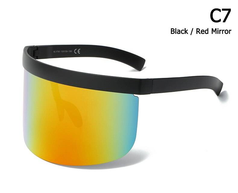 JackJad 2020 Fashion Oversized Mask Shape Shield Style Sunglasses Cool Street Snap Brand Design Sun Glasses Oculos De Sol 1799 Lenses Color: C7 