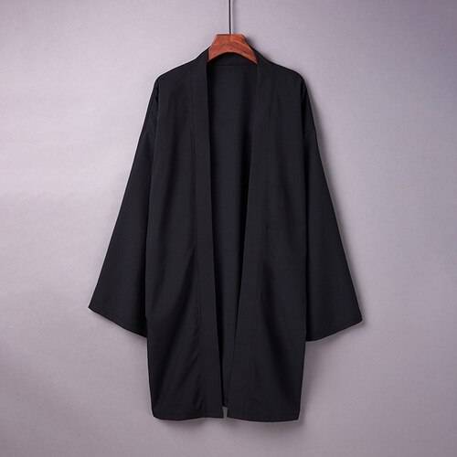 Japanese Yukata Kimono Haori Man Cardigan Harajuku Woman Long CosplayYukata Female Obi Black Streetwear White Beach Shirt color: black size: One Size 