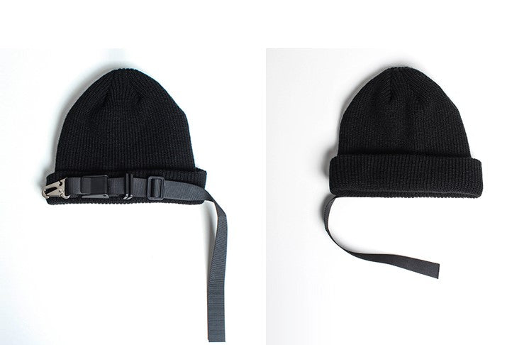 Knitted Black Techwear Beanie
