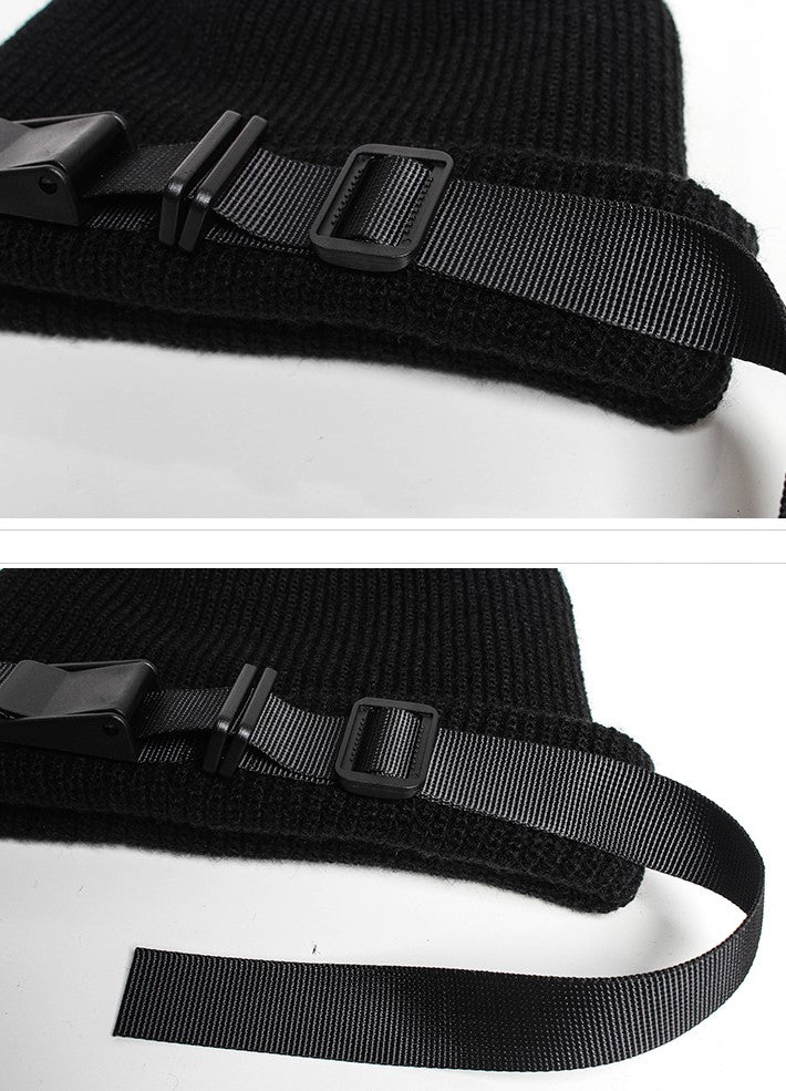 Knitted Black Techwear Beanie