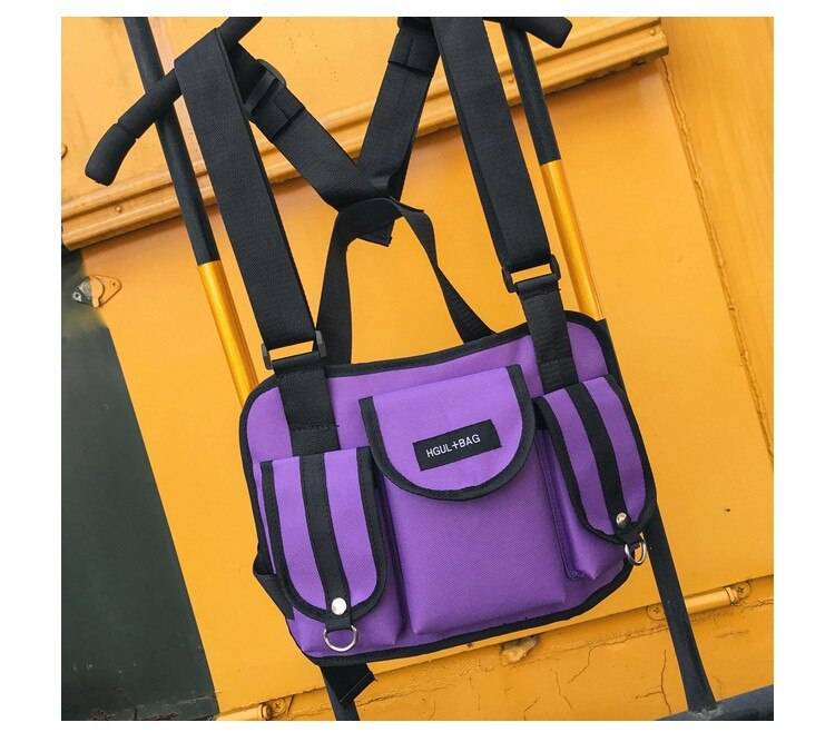 Men Tactical Shoulder Bags Chest Rig Bag Hip Hop Streetwear Men Functional Waist Packs Adjustable Pockets Waistcoat Kanye West color: Purple 