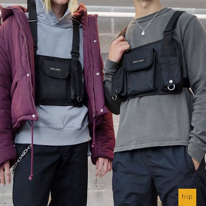 Men Tactical Shoulder Bags Chest Rig Bag Hip Hop Streetwear Men Functional Waist Packs Adjustable Pockets Waistcoat Kanye West 