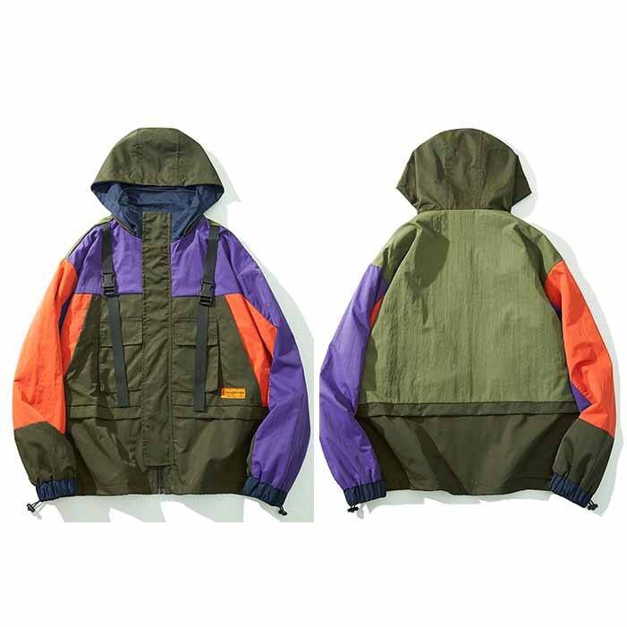 Men's Streetwear Hooded Jacket color: Purple size: M