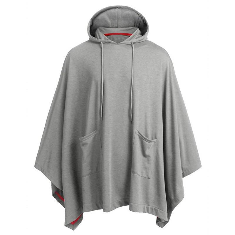 Men&#8217;s Black Poncho Cape Hoodie Fashion Coat Pullover Cloak Hipster Hip Hop Streetwear Casual Hoodie Sweatshirt with Pocket XXL 