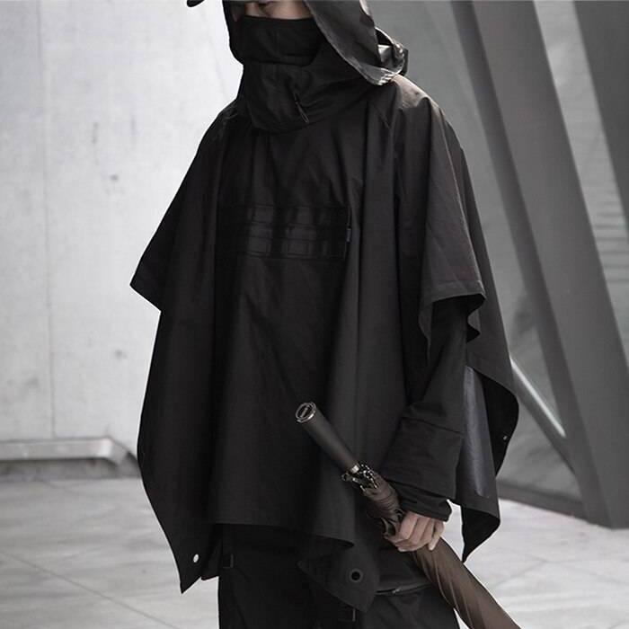 Men&#8217;s Dark Ninja Waterproof Techwear Cape 