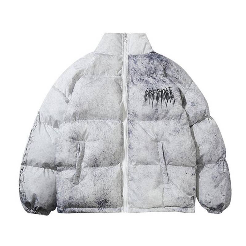 Men&#8217;s Graffiti Print Oversized Techwear Puffer Jacket 
