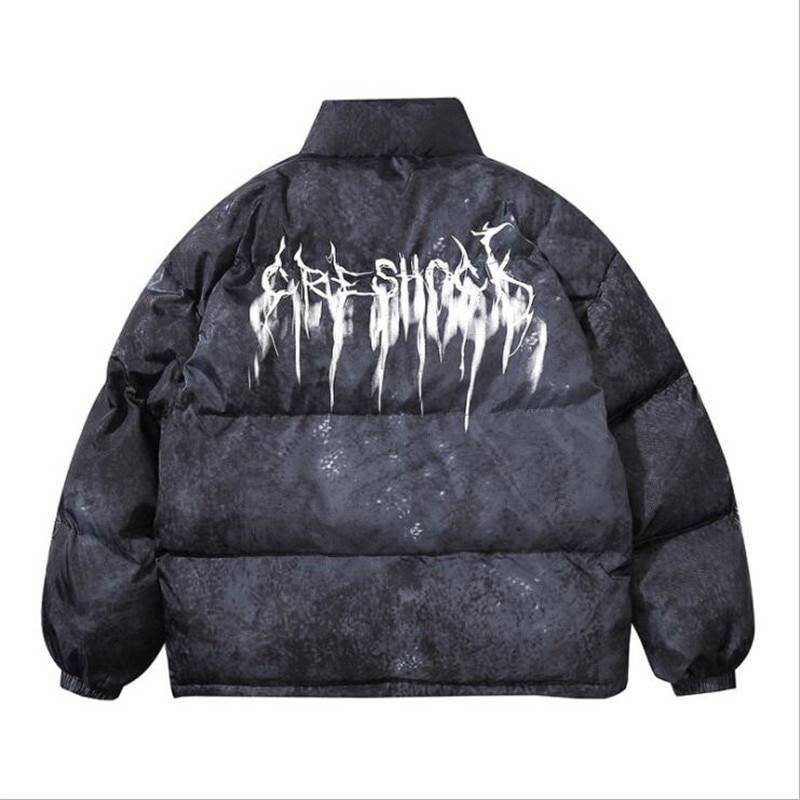 Men&#8217;s Graffiti Print Oversized Techwear Puffer Jacket 