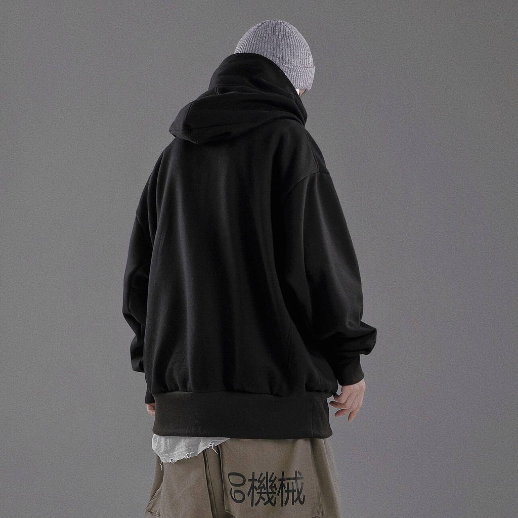 Men&#8217;s Ninja Style Double Neckline Oversized Hoodie 