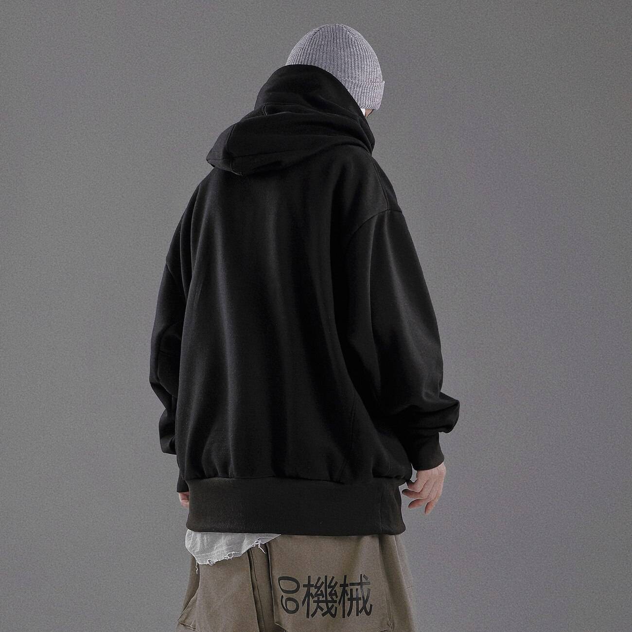Men&#8217;s Ninja Style Double Neckline Oversized Hoodie 