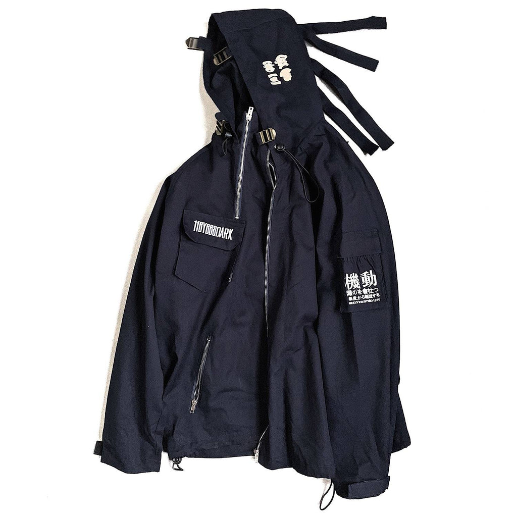 Men&#8217;s Oversized Strappy Tactical Techwear Windbreaker 