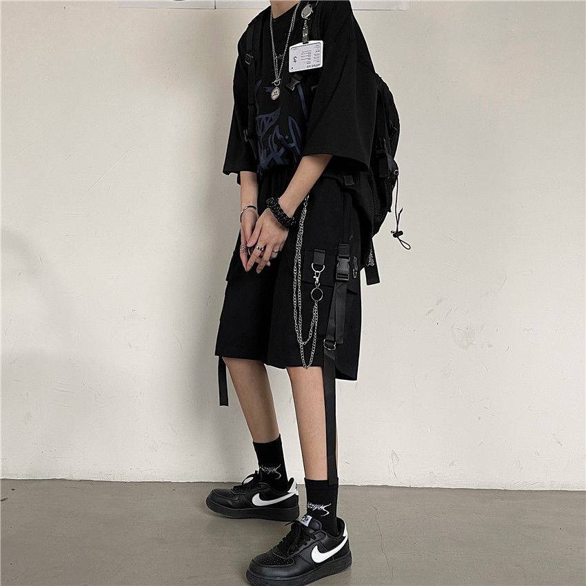 Men&#8217;s Shorts Hot 2021 Summer Casual Fashion Style Boardshort Bermuda Male Drawstring Elastic Waist With Chain Beach Shorts Men 
