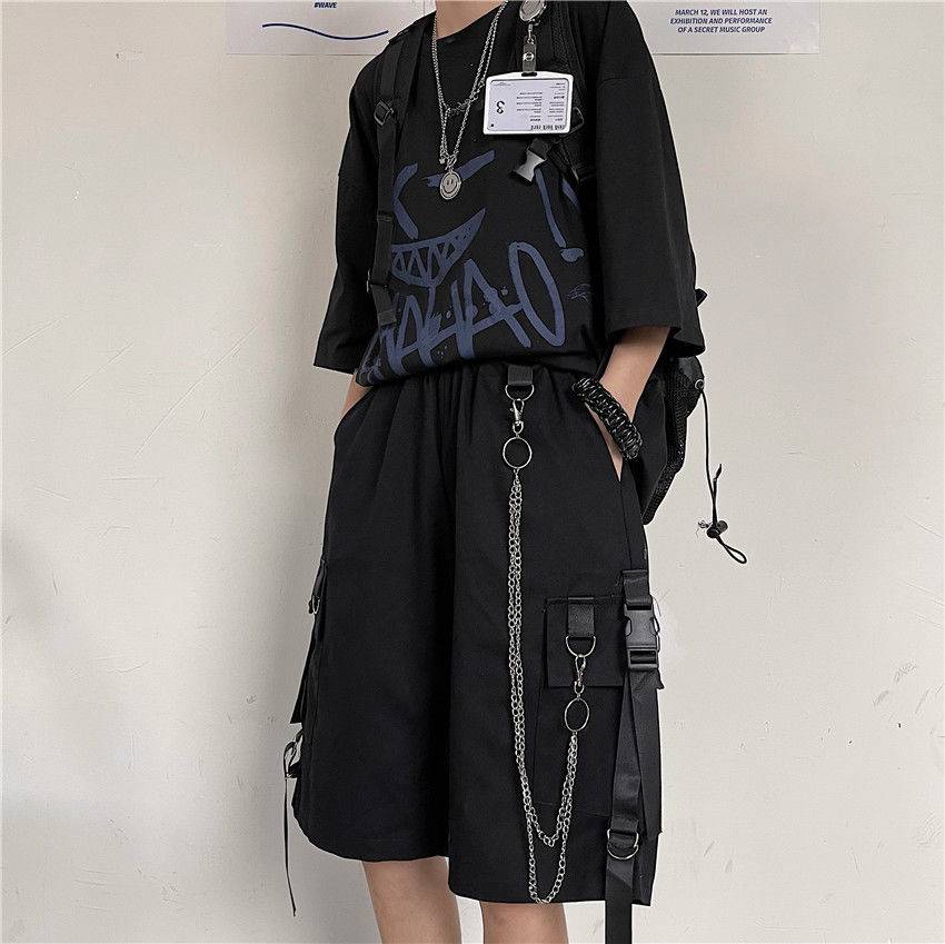 Men&#8217;s Shorts Hot 2021 Summer Casual Fashion Style Boardshort Bermuda Male Drawstring Elastic Waist With Chain Beach Shorts Men 