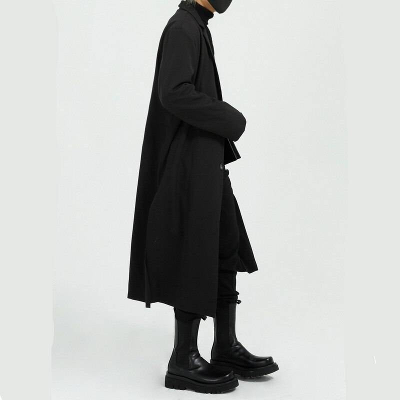 Men&#8217;s Solid Color Long Oversized Techwear Coat 