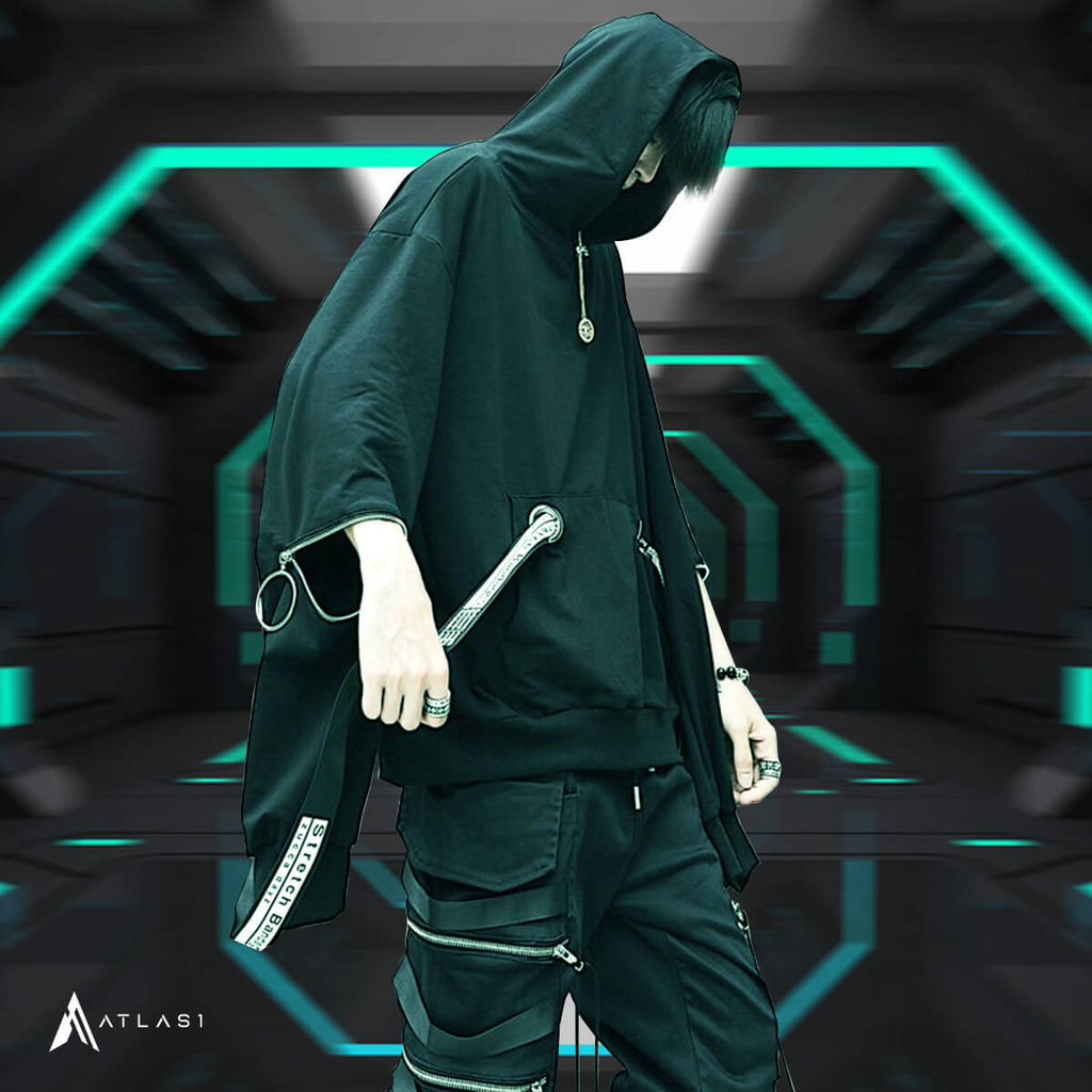 Men&#8217;s Zipper Sleeve Techwear Hoodie 