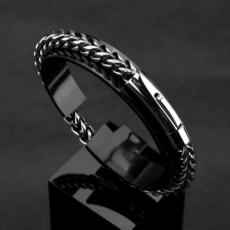 Men's Bicycle Chain Gold Plated Stainless Steel Bracelet
