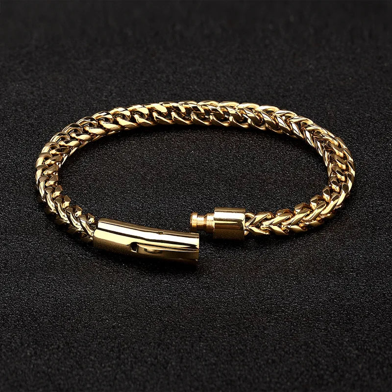 Men's Bicycle Chain Gold Plated Stainless Steel Bracelet