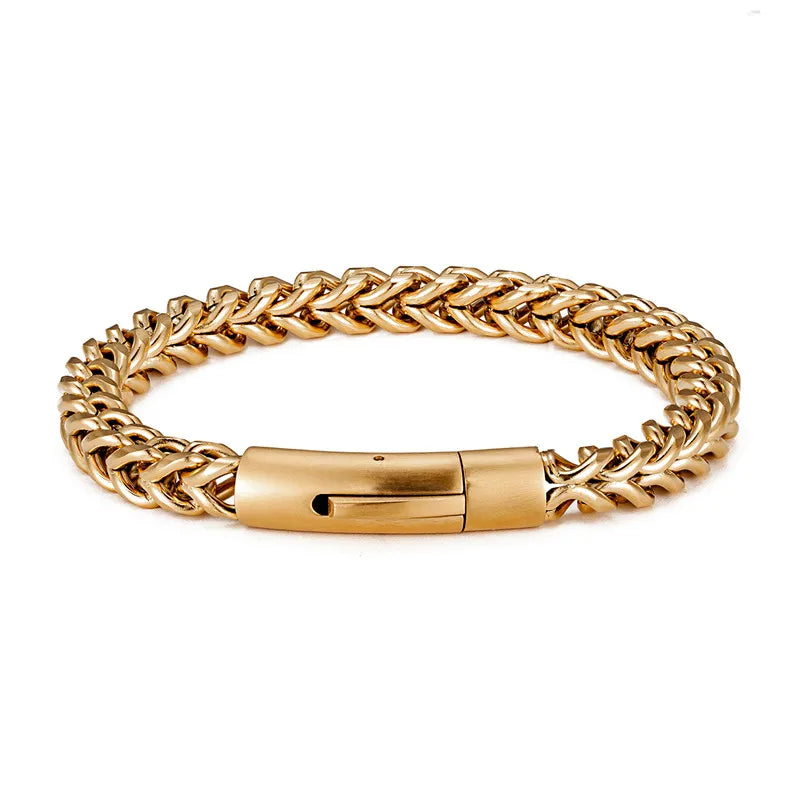 Men's Bicycle Chain Gold Plated Stainless Steel Bracelet