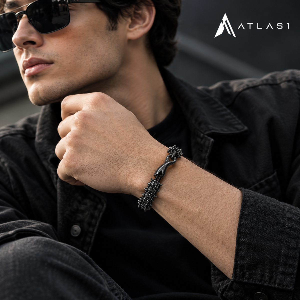 Men's Black Dragon Leather Bracelet