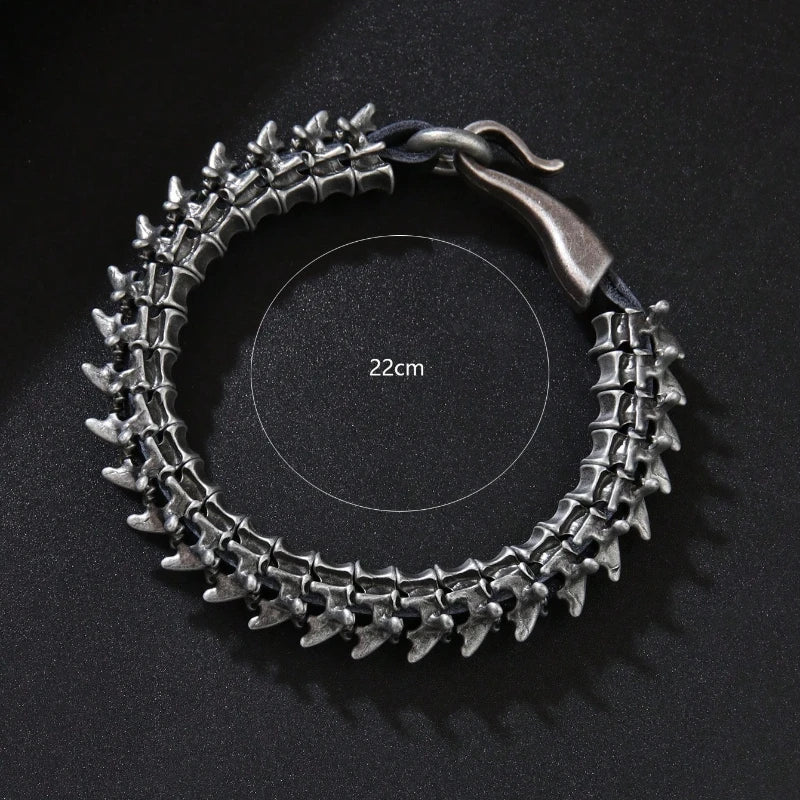 Men's Black Dragon Leather Bracelet