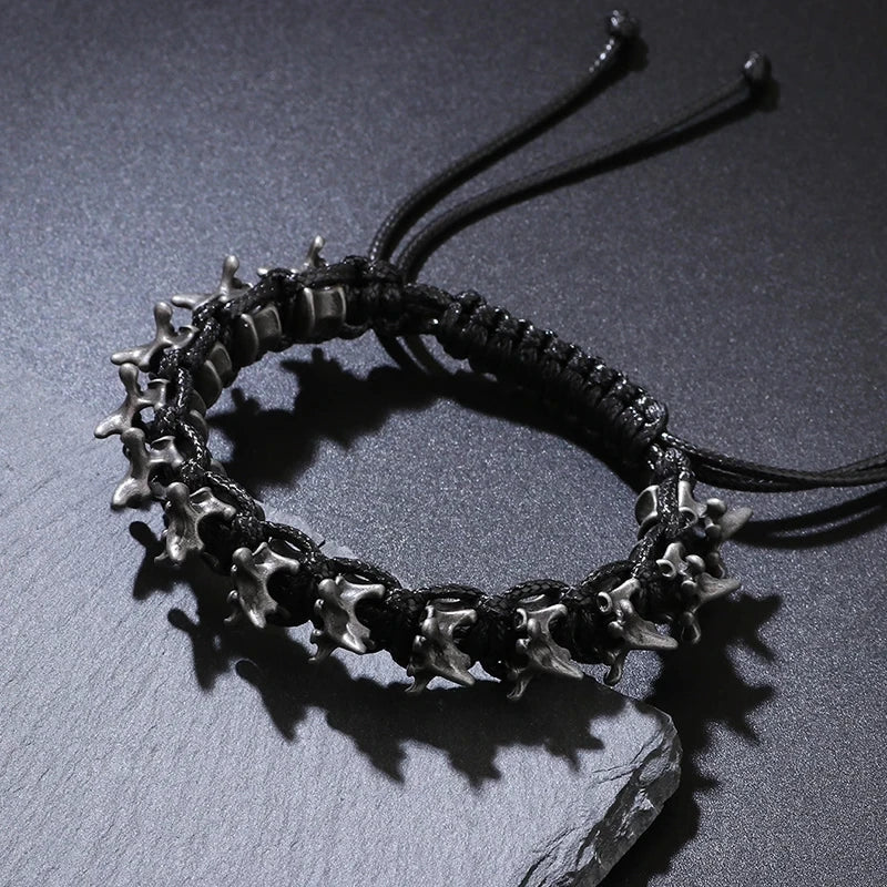 Men's Black Dragon Leather Bracelet
