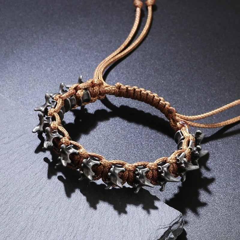 Men's Black Dragon Leather Bracelet