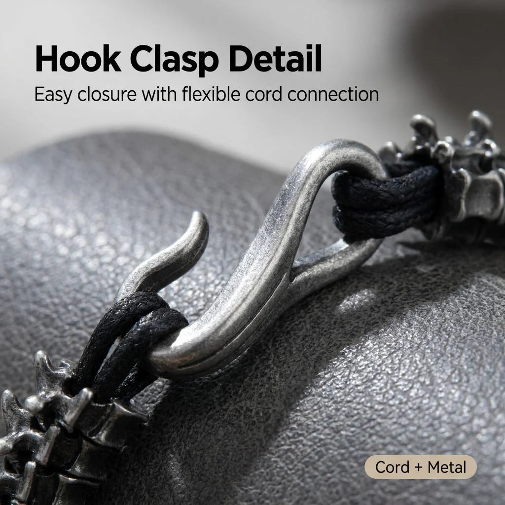 Men's Black Dragon Leather Bracelet