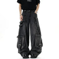 Men's Solid Color Multi Pocket Wide Leg Jeans