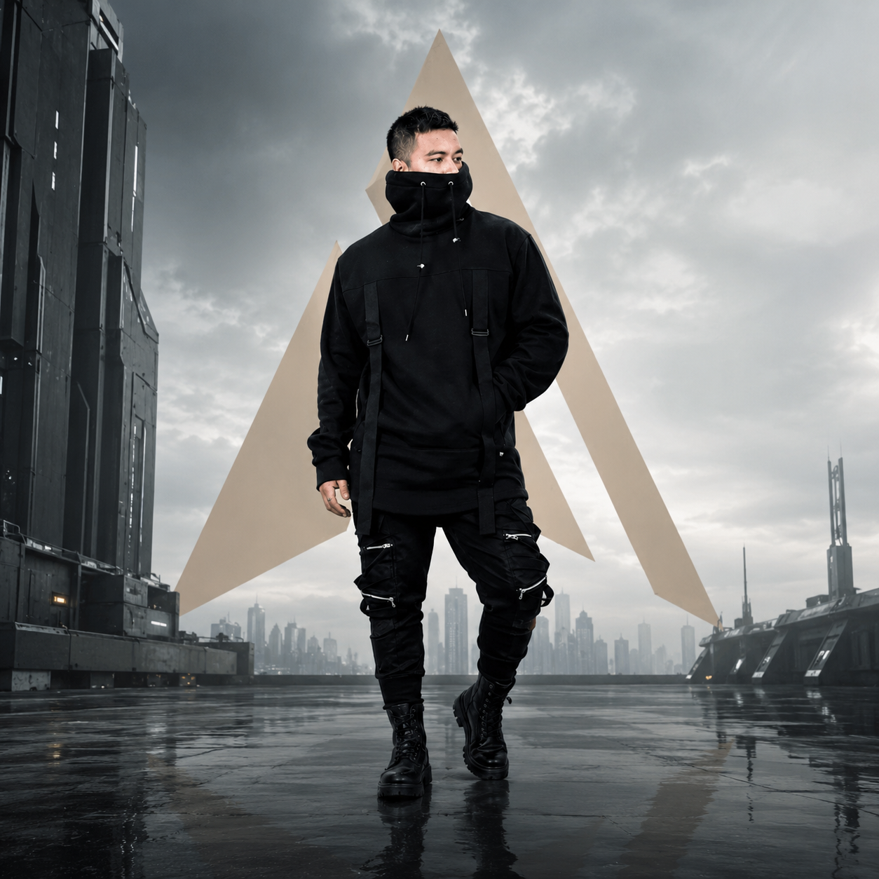Men's Tactical Straps Turtleneck Techwear Sweatshirt