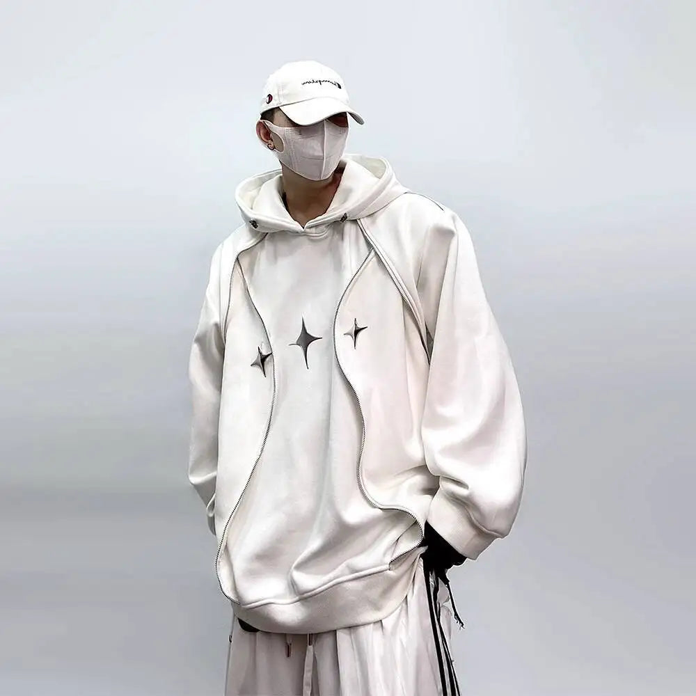 Men's Tech Wear Oversized Hoodie with Shoulder Pads