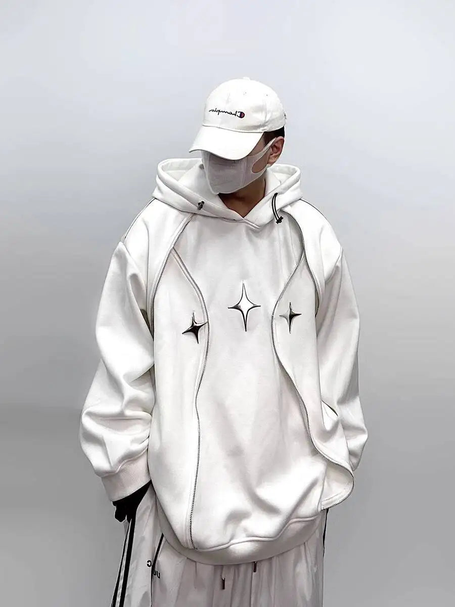 Men's Tech Wear Oversized Hoodie with Shoulder Pads