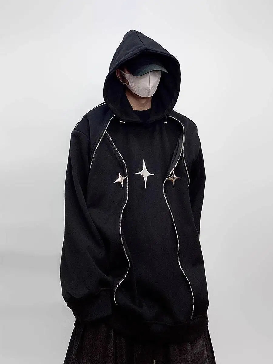 Men's Tech Wear Oversized Hoodie with Shoulder Pads