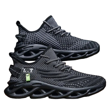 Men's Techwear Breathable Black Running Sneakers