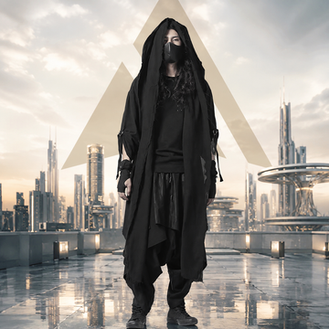 Men's Techwear Goth Windbreaker Long Cardigan Coat