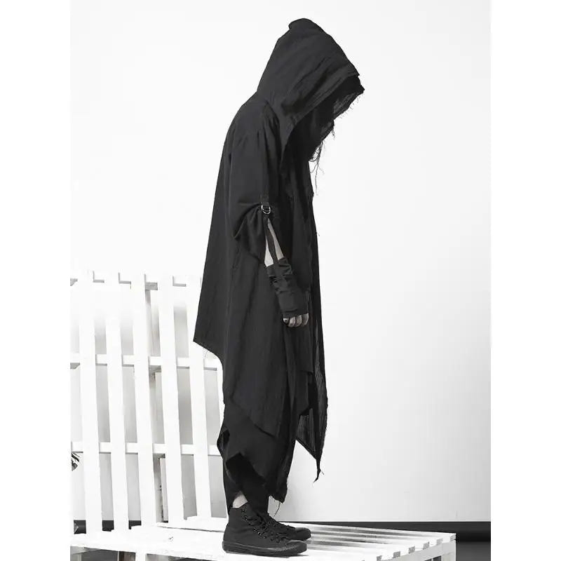 Men's Techwear Goth Windbreaker Long Cardigan Coat