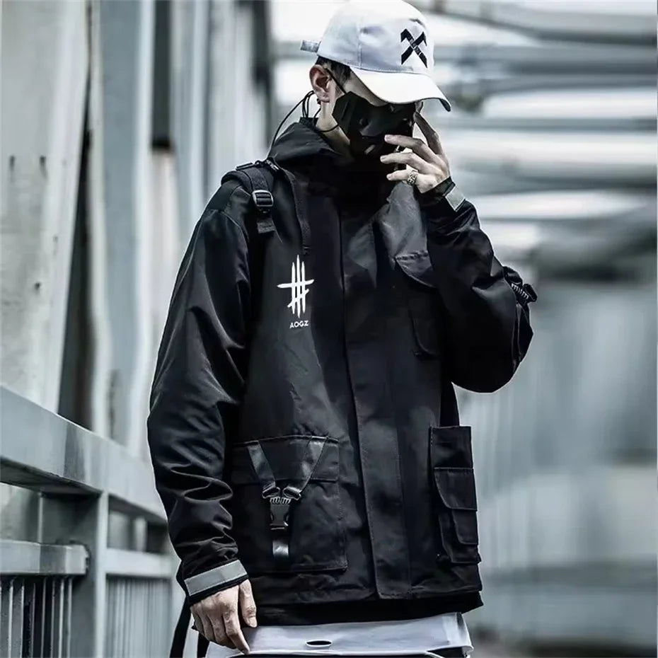 Men's Techwear Multi-Pocket Windbreaker Jacket