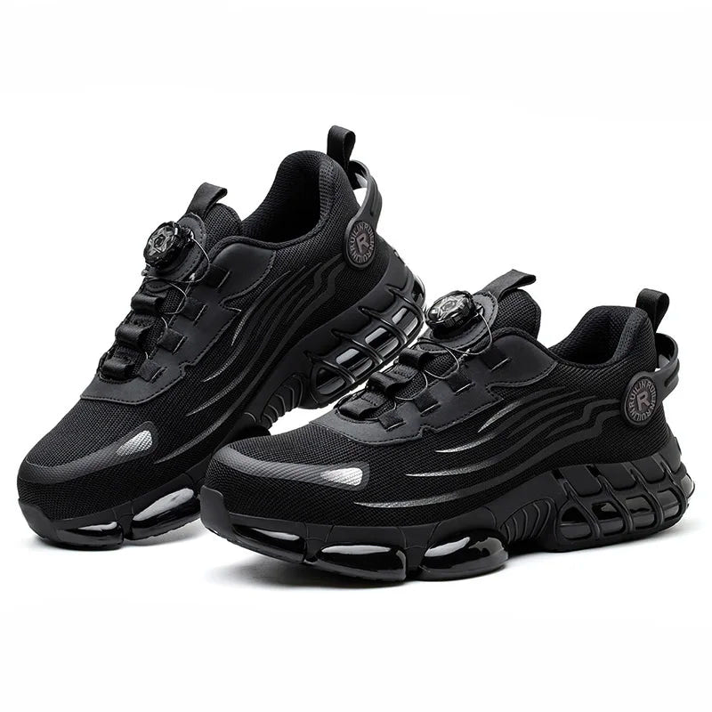 Men's Techwear Rotating Button Steel Toe Safety Shoes