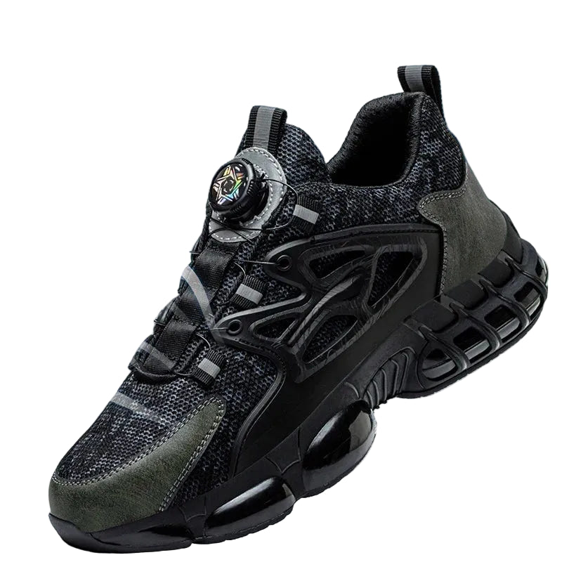 Men's Techwear Rotating Button Steel Toe Safety Shoes