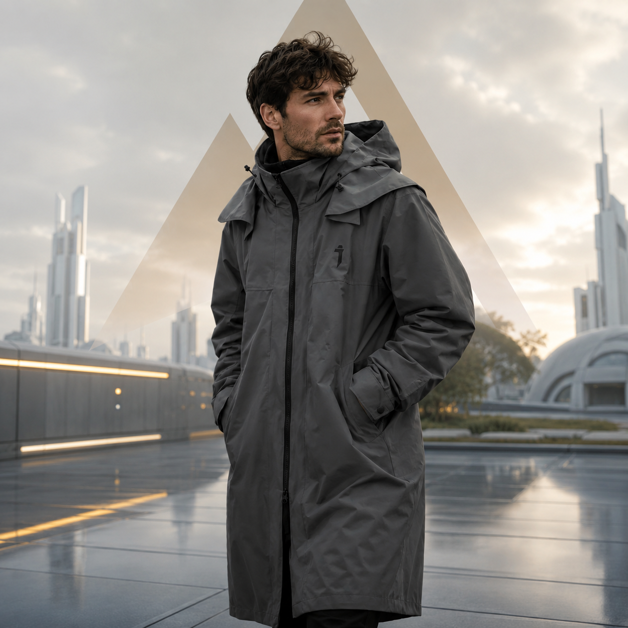Men's Techwear Tactical Long Trench Jacket