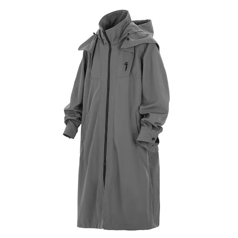 Men's Techwear Tactical Long Trench Jacket