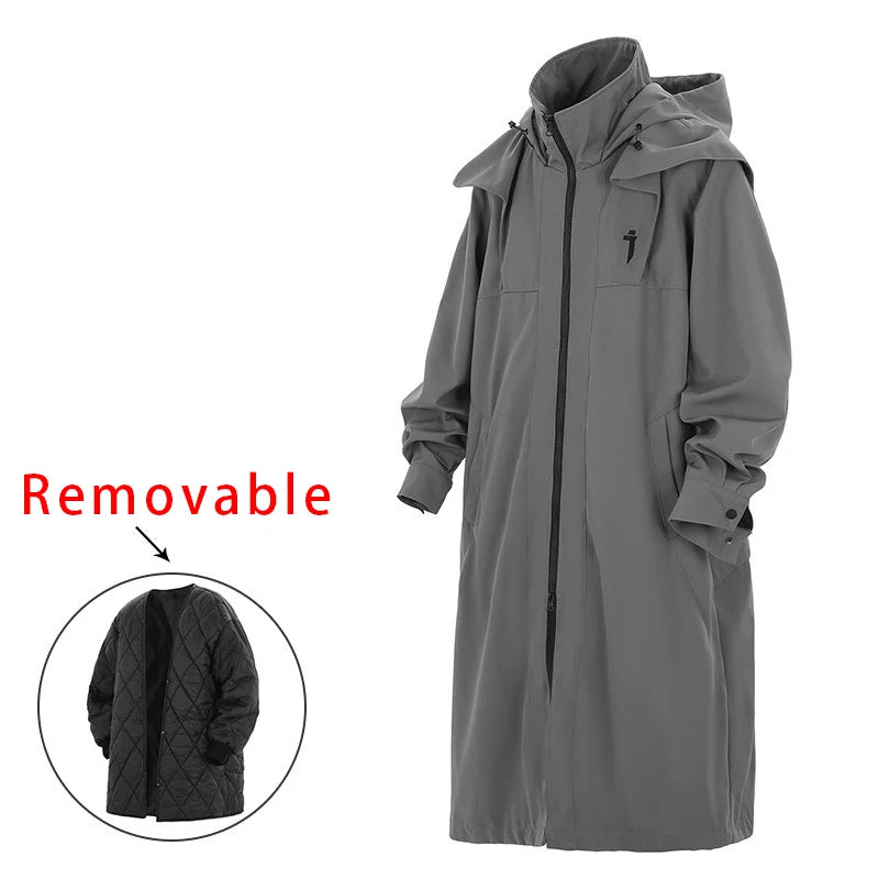 Men's Techwear Tactical Long Trench Jacket