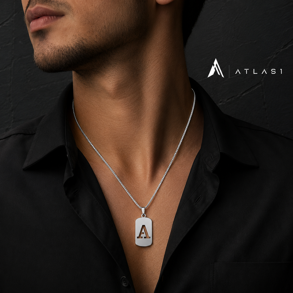 Modern Alphabet Tag Pendant Necklace