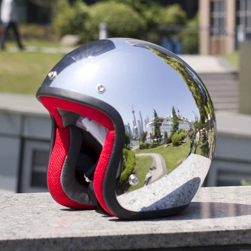 Motorcycle Retro Helmet Silver Plating JET Helmet Capacete Para Motocicleta Cascos Moto Racing Motorbike Capacete Motoqueiro DOT 