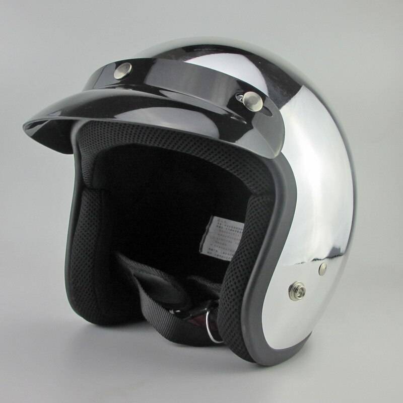Motorcycle Retro Helmet Silver Plating JET Helmet Capacete Para Motocicleta Cascos Moto Racing Motorbike Capacete Motoqueiro DOT color: black size: L 