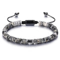 Natural Stone Flat Bead Adjustable Bracelet