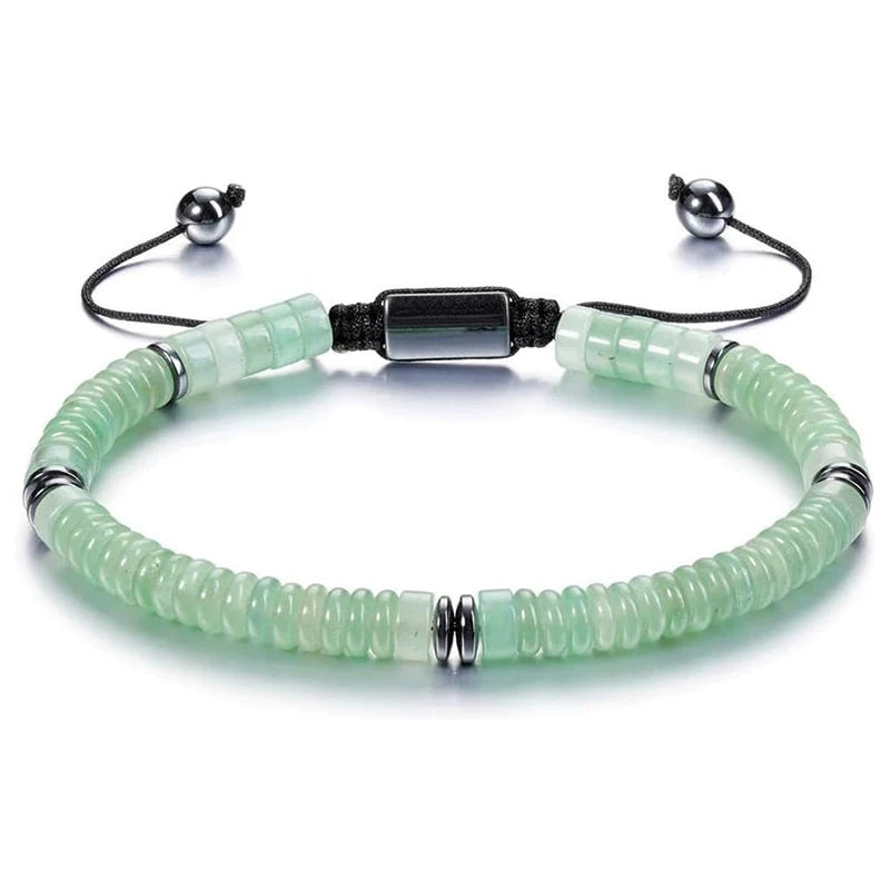 Natural Stone Flat Bead Adjustable Bracelet