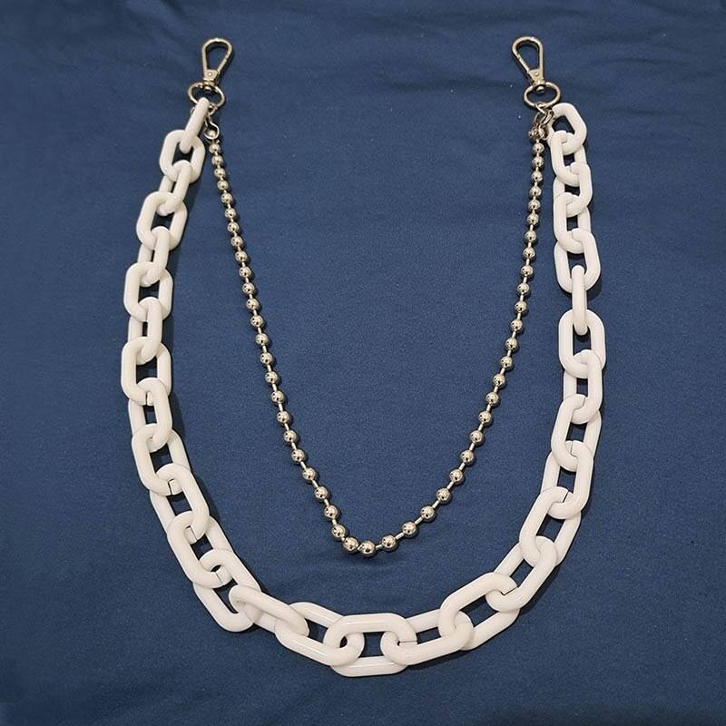 Neon Color Oversized Muti-Layer Belt Chain color: White 