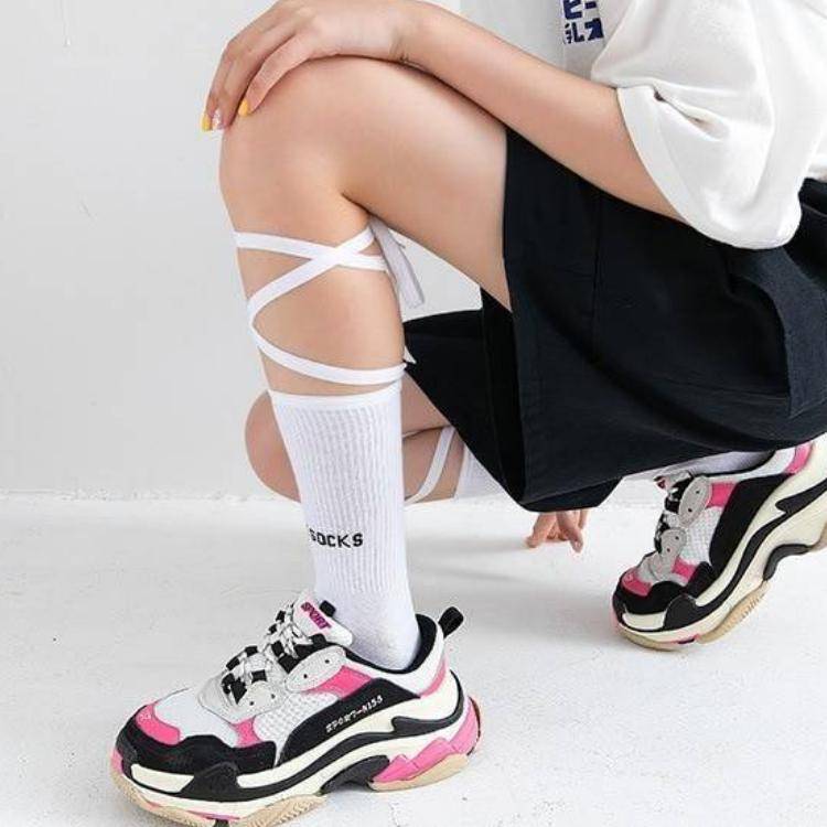Neon Color Techwear Socks With Fluorescent Straps 