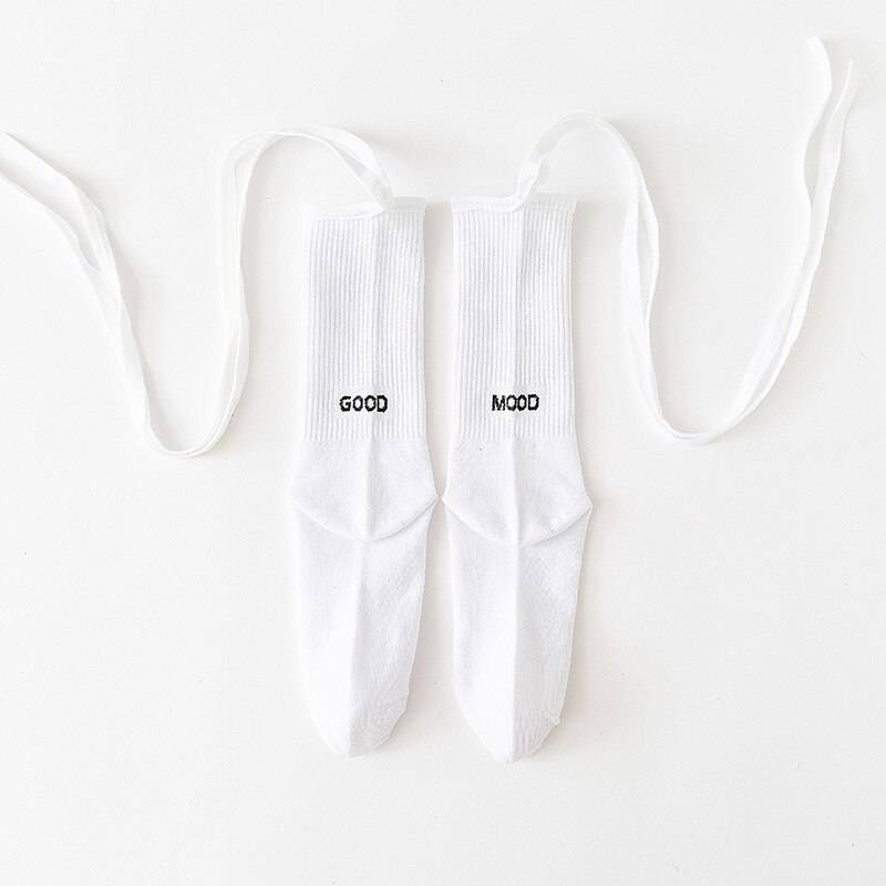 Neon Color Techwear Socks With Fluorescent Straps color: white back letter 