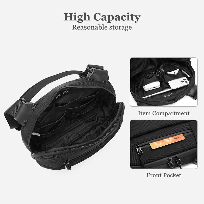 OZUKO New Men Shoulder Bag High Quality Waterproof Male Messenger Bags Fashion Crossbody Bag for Teenage Light Weight Travel Bag 