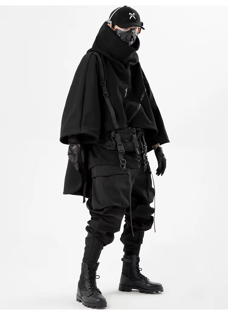 Oversized Techwear Hoodie With Straps